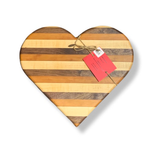 Handcrafted Heart-Shaped Cutting Board - Walnut, Maple, Cherry